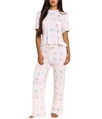 Honeydew Intimates All American Butterfly Print Tee & Pant Jersey Knit Pajama Set