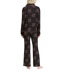 Honeydew Intimates All American Jersey Knit Long Sleeve Notch Collar Long Cosmic Pajama Set