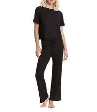 Honeydew Intimates All American Solid Jersey Knit Crew Neck Short Sleeve Long Pajama Set