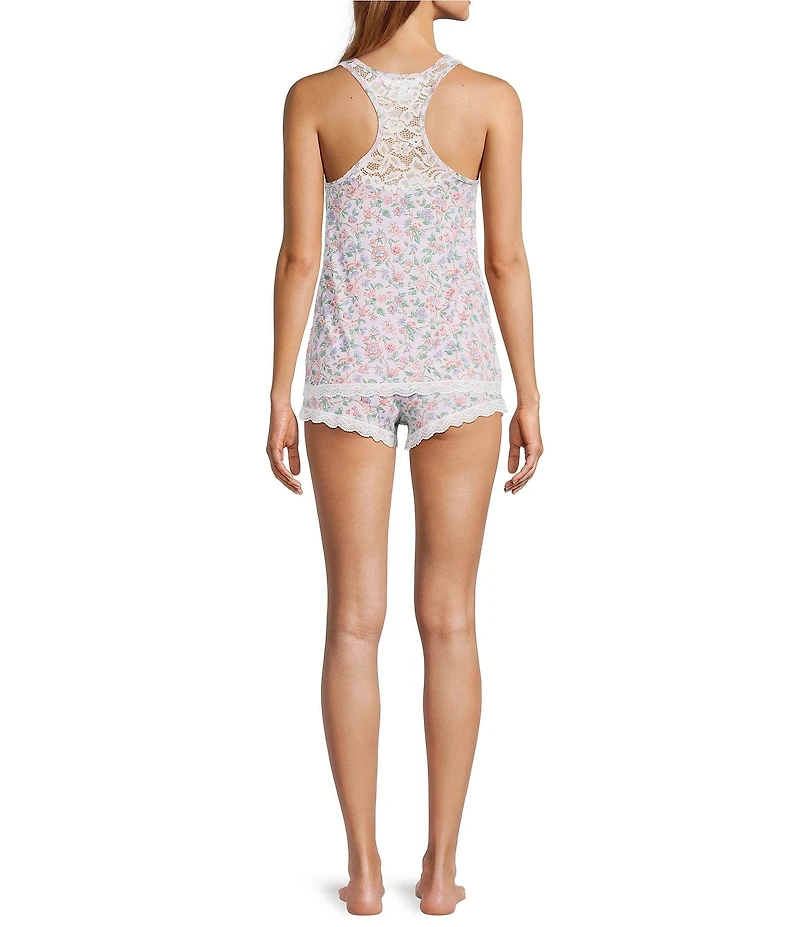 Honeydew Intimates Dream Knit Floral Print Sleeveless Crew Neck Shorty Pajama Set