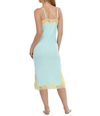 HONEYDEW Dream On V-Neck Lace Trim Sleeveless Knit Nightgown