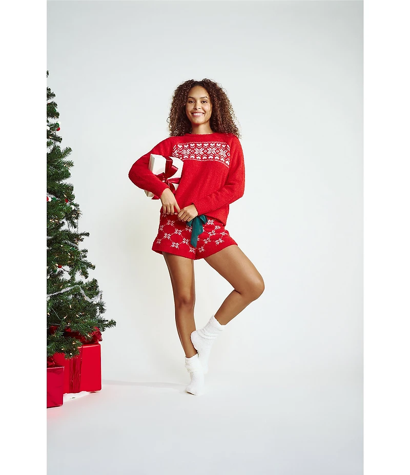 Honeydew Intimates Snow Angel Chenille Fair Isle Print Coordinating Sleep Short