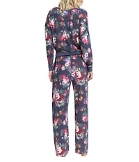 Honeydew Intimates Star Seeker Long Sleeve V-Neck Lightweight Brushed Jersey Knit Floral Print Long Pajama Set