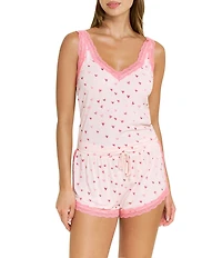 HONEYDEW Mellow Out Heart Print Sleeveless V-Neck Jersey Knit Shorty Pajama Set