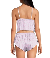 HONEYDEW Rowan Satin Sleeveless Front-Close Tank & Shorty Cherry Print Lingerie Set