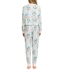 HONEYDEW Star Seeker Citrus Check Long Sleeve Crew Neck Brushed Jersey Knit Long Pajama Set