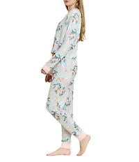 HONEYDEW Star Seeker Citrus Check Long Sleeve Crew Neck Brushed Jersey Knit Long Pajama Set