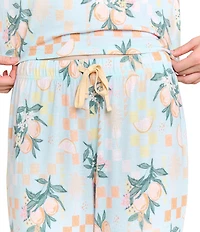 HONEYDEW Star Seeker Citrus Check Long Sleeve Crew Neck Brushed Jersey Knit Long Pajama Set