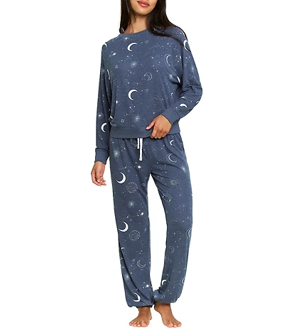 HONEYDEW Star Seeker Lounge Knit Celestial Print Top & Joggers Pajama Set