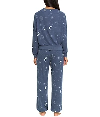 HONEYDEW Star Seeker Lounge Knit Celestial Print Top & Joggers Pajama Set