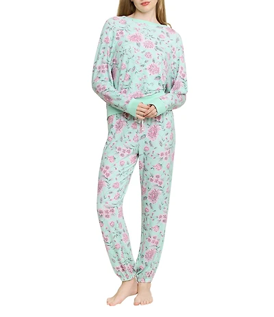 HONEYDEW Star Seeker Lounge Knit Floral Print Top & Joggers Pajama Set