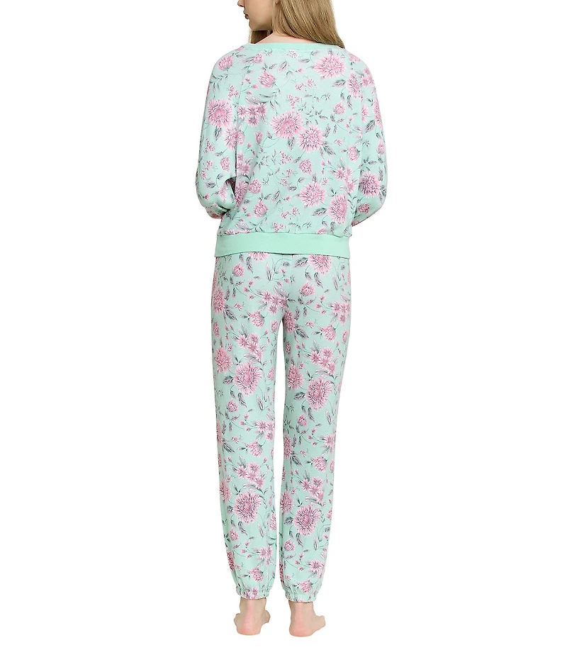 HONEYDEW Star Seeker Lounge Knit Floral Print Top & Joggers Pajama Set