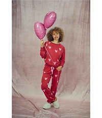 HONEYDEW Star Seeker Lounge Knit Heart Print Top & Joggers Pajama Set