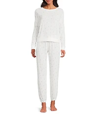 HONEYDEW Star Seeker Lounge Knit Martini Print Top & Joggers Holiday Pajama Set