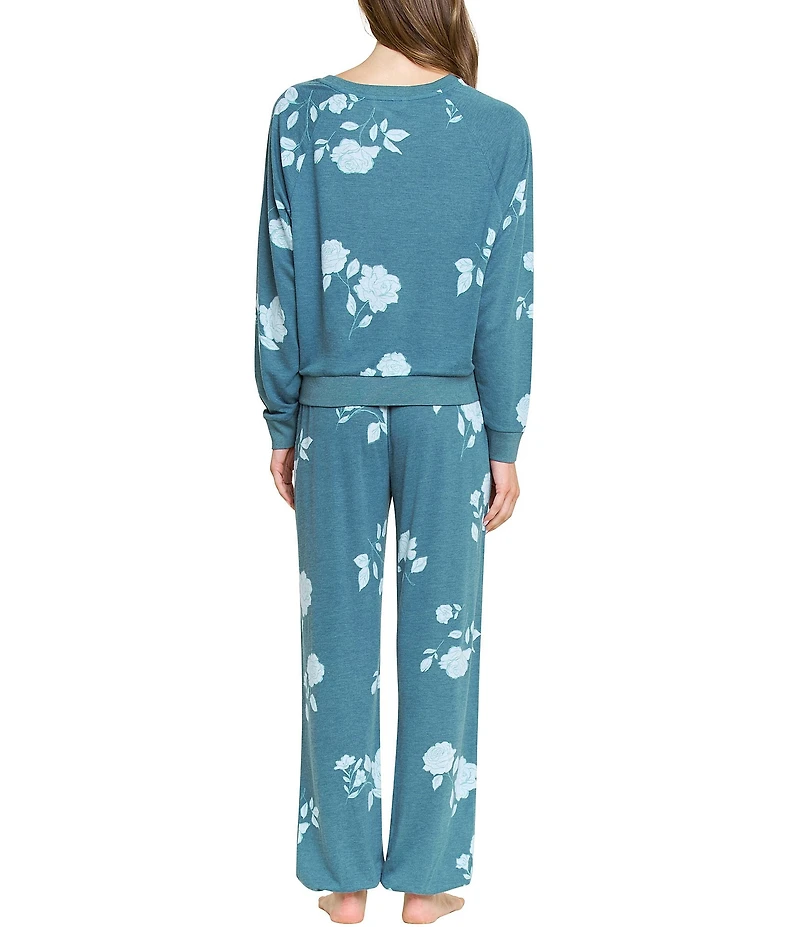 HONEYDEW Star Seeker Lounge Knit Rose Floral Print Top & Joggers Pajama Set