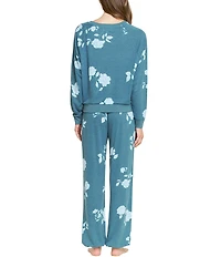 HONEYDEW Star Seeker Lounge Knit Rose Floral Print Top & Joggers Pajama Set