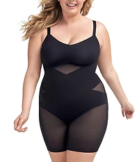 Honeylove Mid-Thigh Sleeveless V-Neck Sculpt Compression Bodysuit