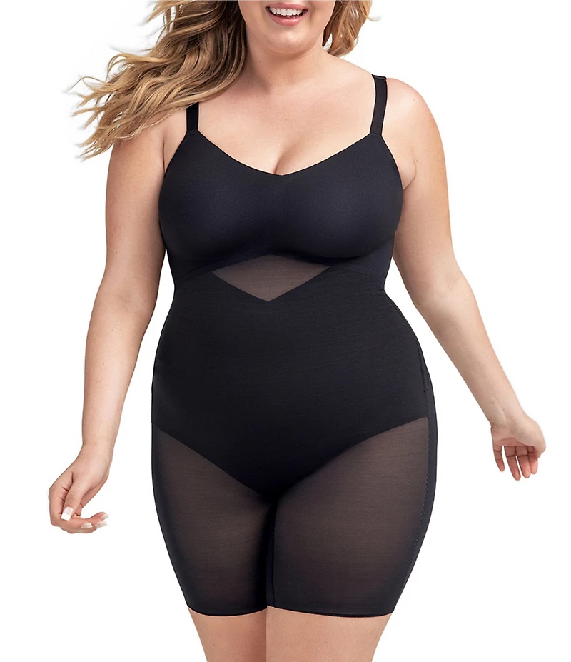 Honeylove Plus Size Mid-Thigh Bodysuit