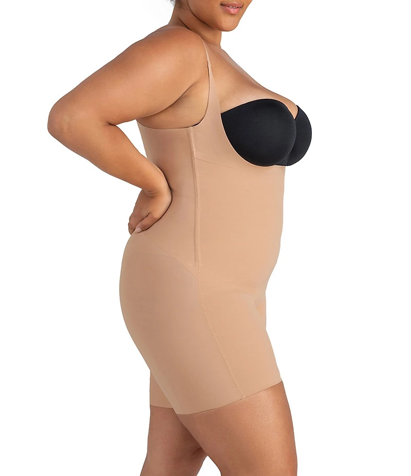 Honeylove Plus Size Open-Bust Mid-Thigh Bodysuit