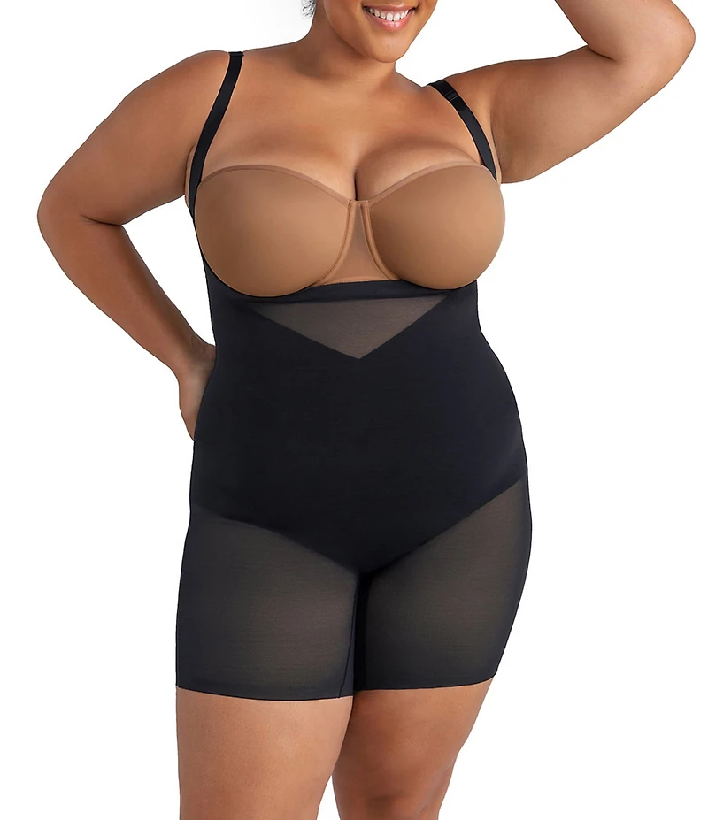 Honeylove Plus Size Open-Bust Mid-Thigh Bodysuit