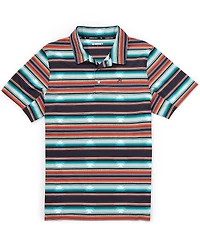 Hooey Drive Stripe Print Short Sleeve Performance Polo Shirt