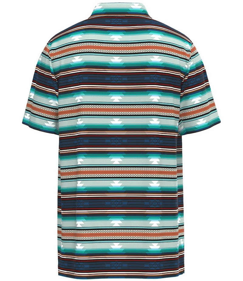 Hooey Drive Stripe Print Short Sleeve Performance Polo Shirt