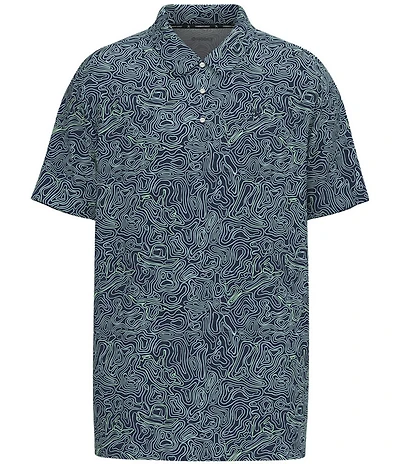 Hooey Drive Topography Print Short Sleeve Polo Shirt