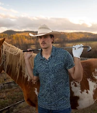 Hooey Drive Topography Print Short Sleeve Polo Shirt