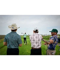 Hooey Drive Topography Print Short Sleeve Polo Shirt