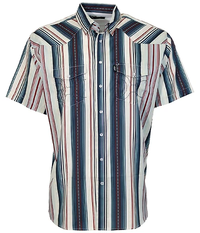 Hooey Short Sleeve Sol Stripe Pearl Snap Shirt