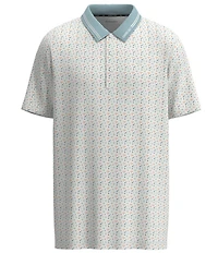 Hooey Weekender White Blue Printed Short Sleeve Polo Shirt