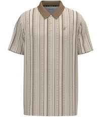 Hooey Weekender Stripe Printed Short Sleeve Polo Shirt