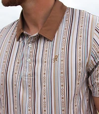 Hooey Weekender Stripe Printed Short Sleeve Polo Shirt