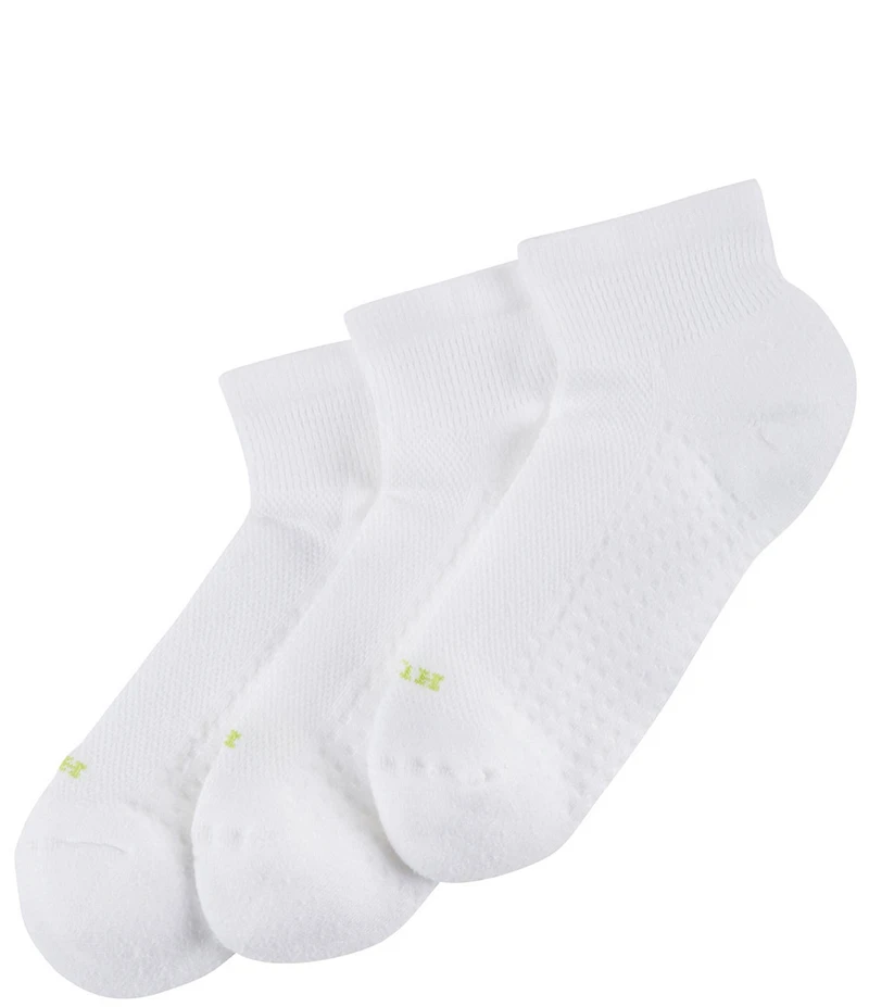 HUE Air Cushion Sport Quarter Top Moisture Control Socks, 3 Pack
