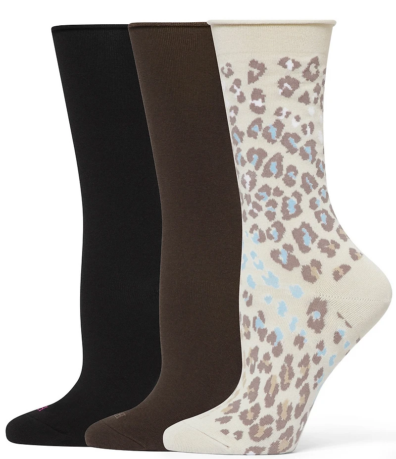 HUE Animal Print Jeans Crew Socks, 3 Pack