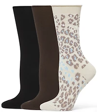 HUE Animal Print Jeans Crew Socks, 3 Pack
