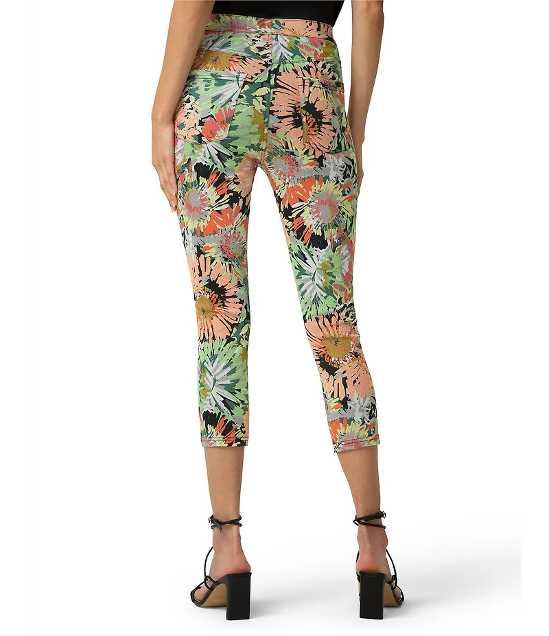 HUE Bloom Ultra Soft Denim Floral Capri Leggings