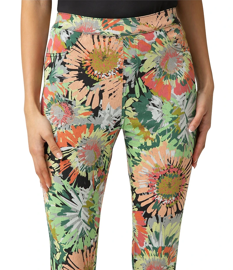 HUE Bloom Ultra Soft Denim Floral Capri Leggings