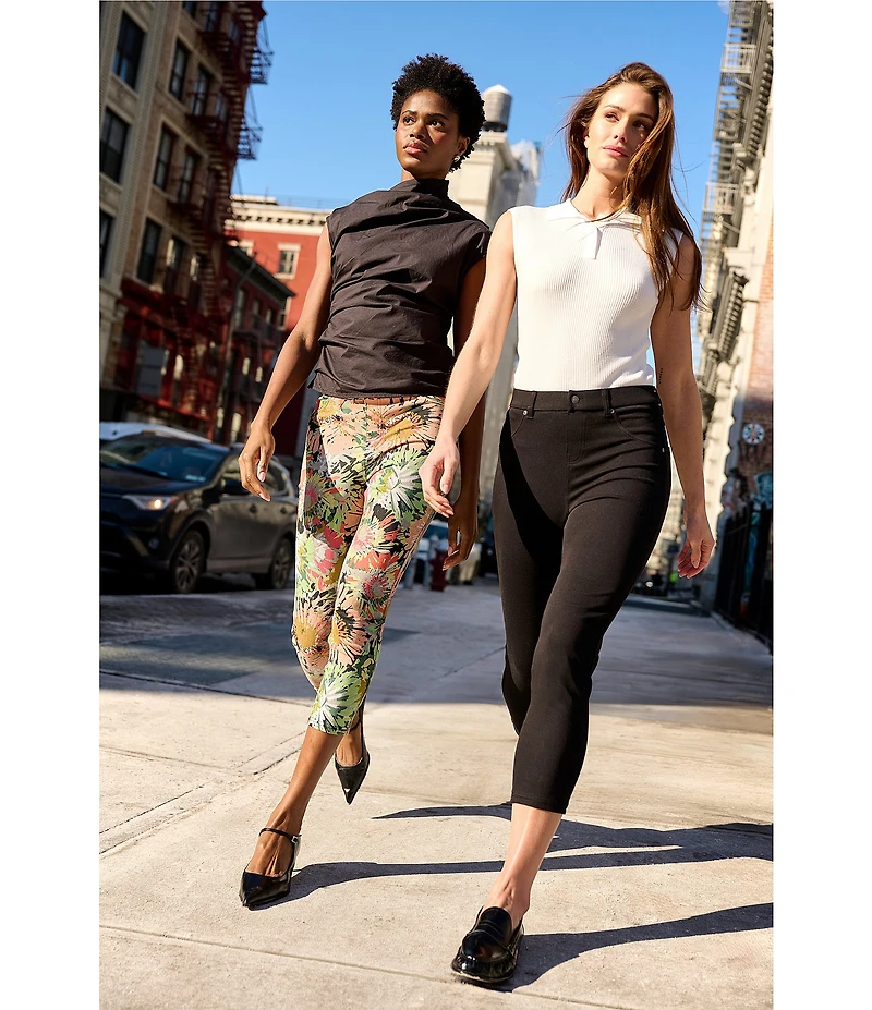 HUE Bloom Ultra Soft Denim Floral Capri Leggings