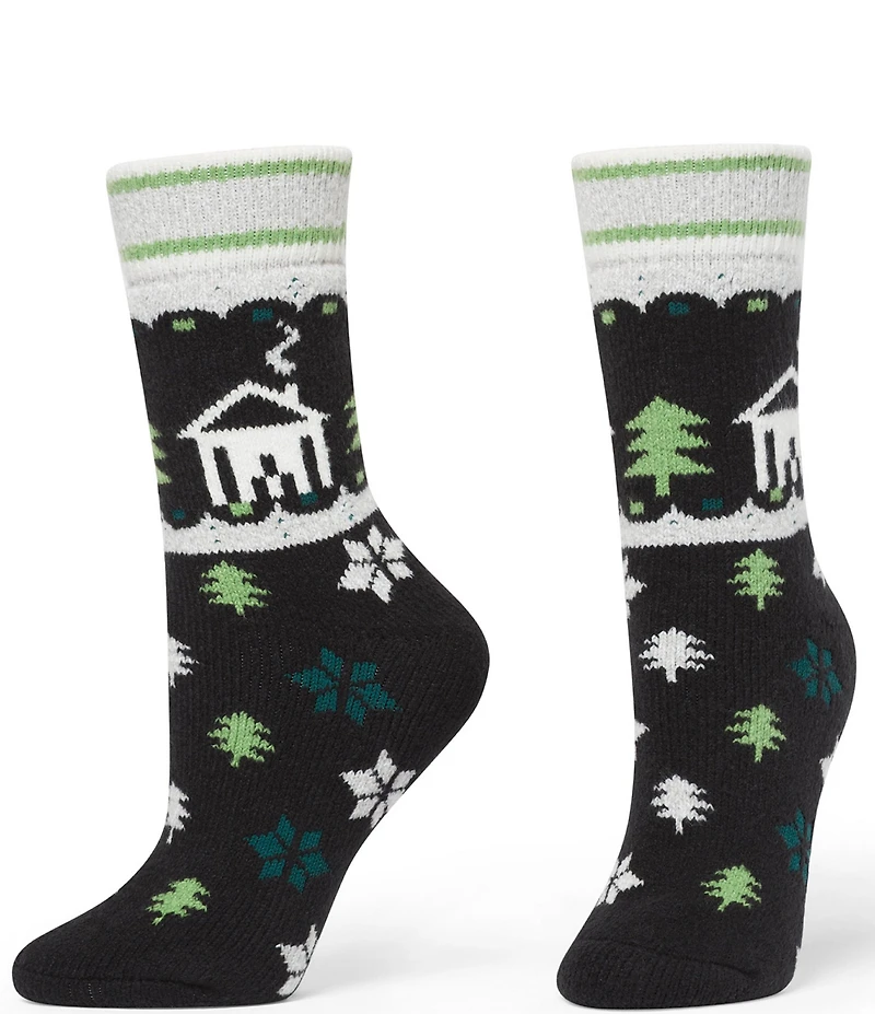 HUE Christmas Cabin Cozy Crew Socks, 2 Pack