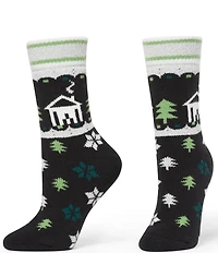 HUE Christmas Cabin Cozy Crew Socks, 2 Pack