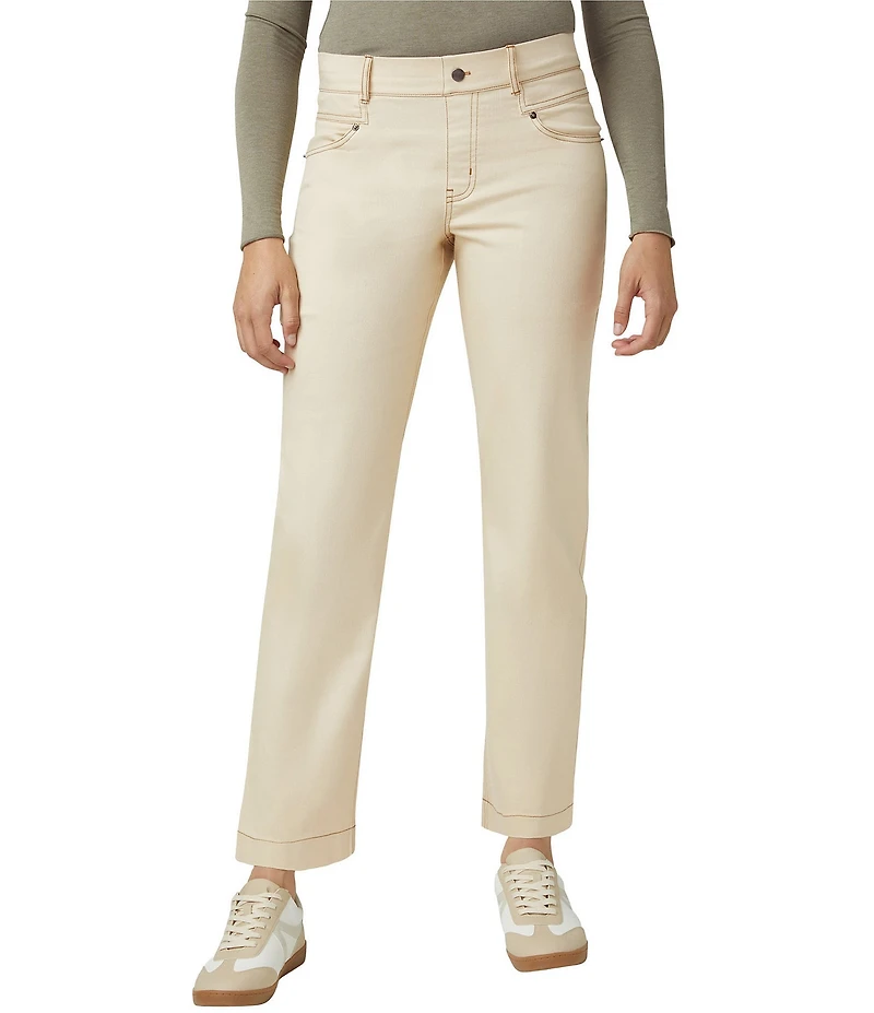 HUE Crosshatch Denim Straight Leggings