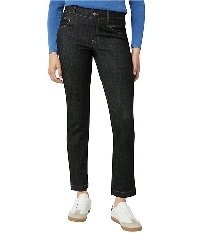 HUE Crosshatch Denim Straight Leggings