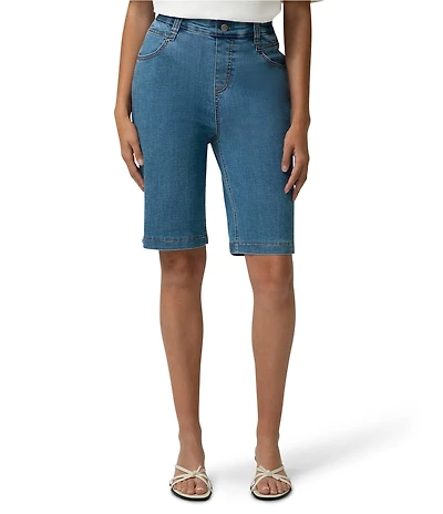 HUE Crosshatch Mis-Rise Denim Bermuda Shorts