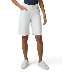 HUE Crosshatch Mis-Rise Denim Bermuda Shorts