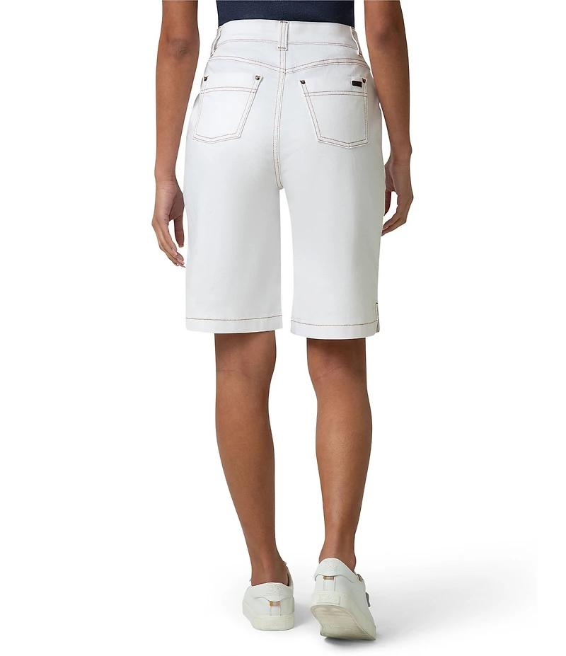 HUE Crosshatch Mis-Rise Denim Bermuda Shorts