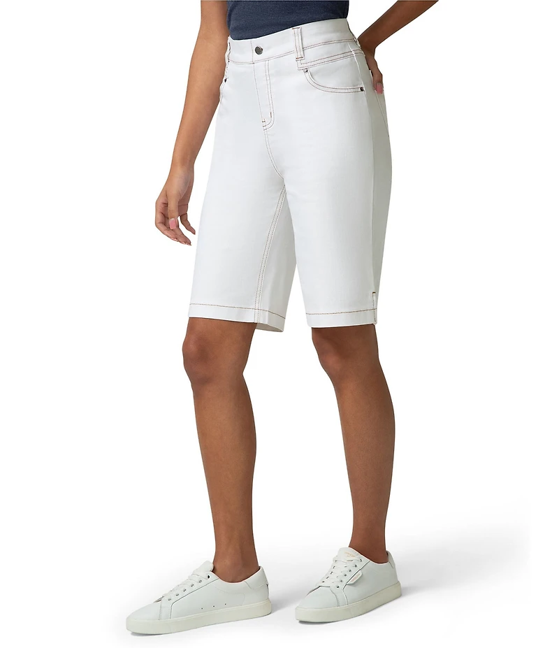 HUE Crosshatch Mis-Rise Denim Bermuda Shorts