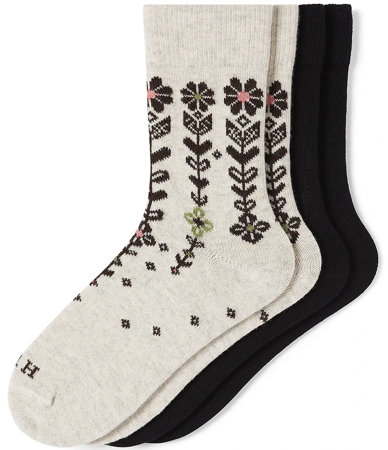 HUE Descending Flower Crew Sock, 2 Pack