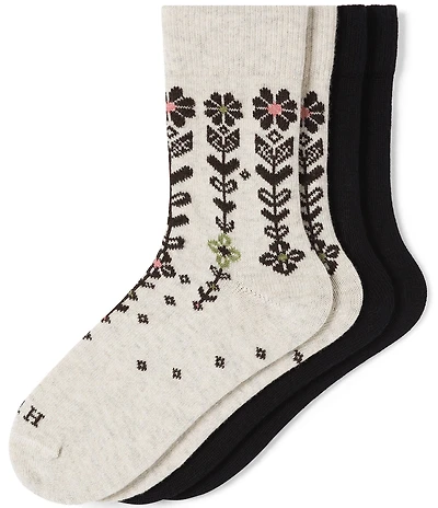 HUE Descending Flower Crew Sock, 2 Pack