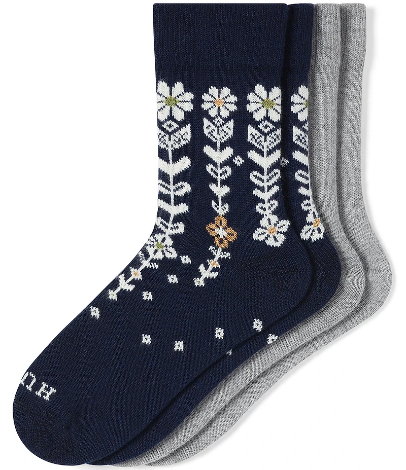 HUE Descending Flower Crew Sock, 2 Pack